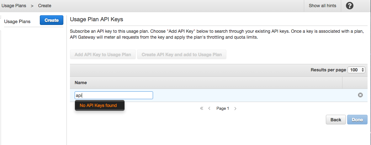 Subscribe API key to usage plan