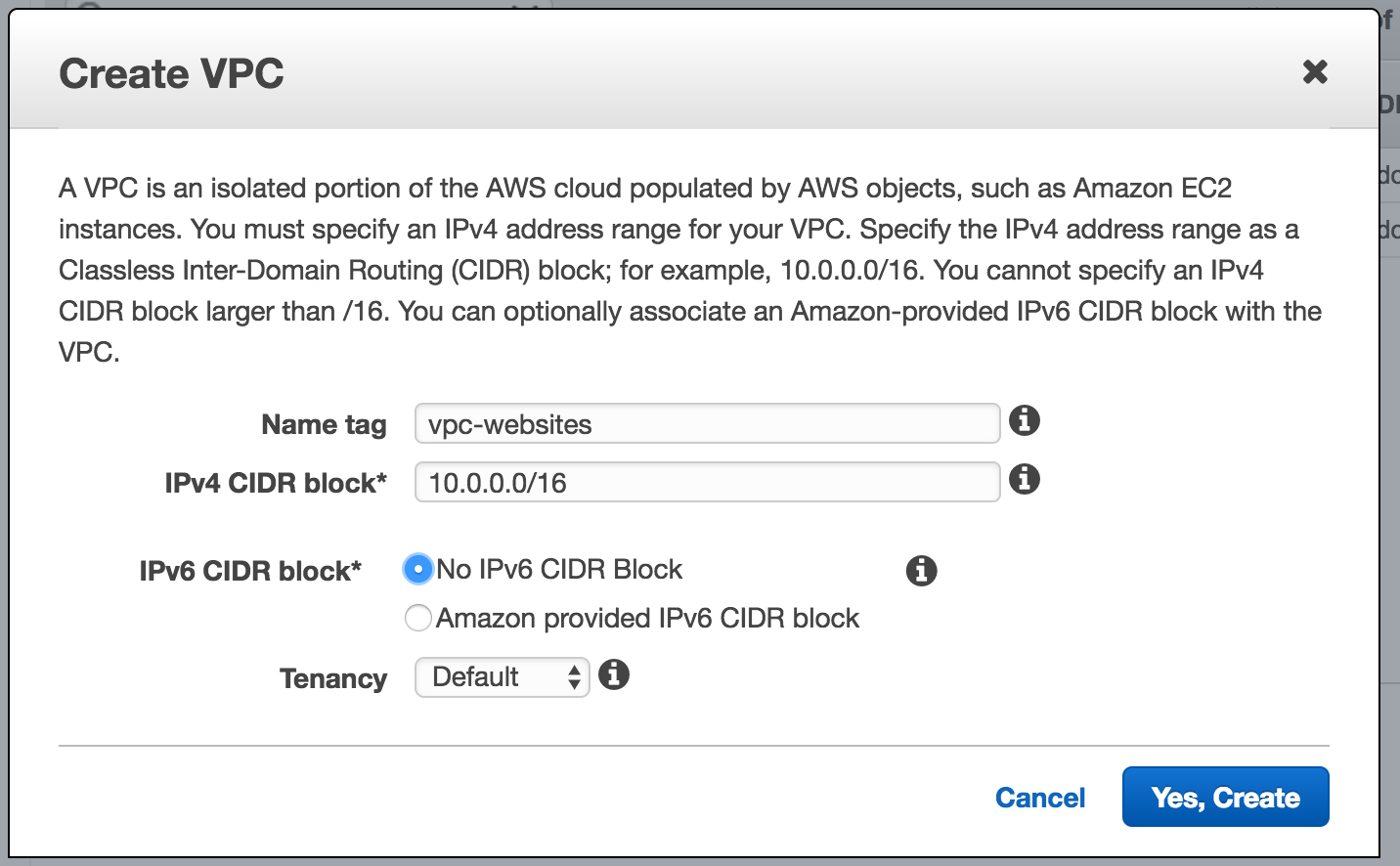 Create a VPC with a CIDR block!