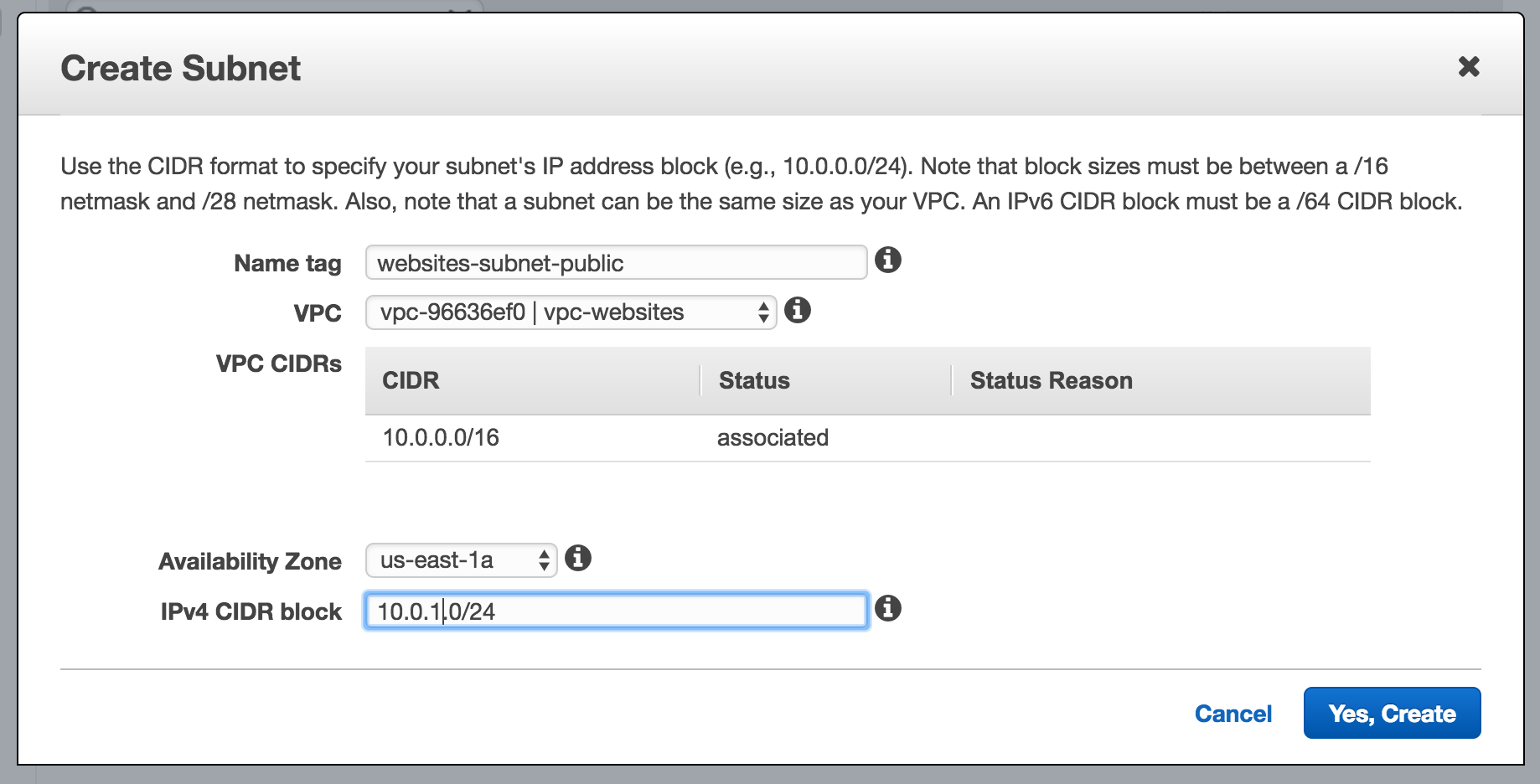 Create a Public Subnet