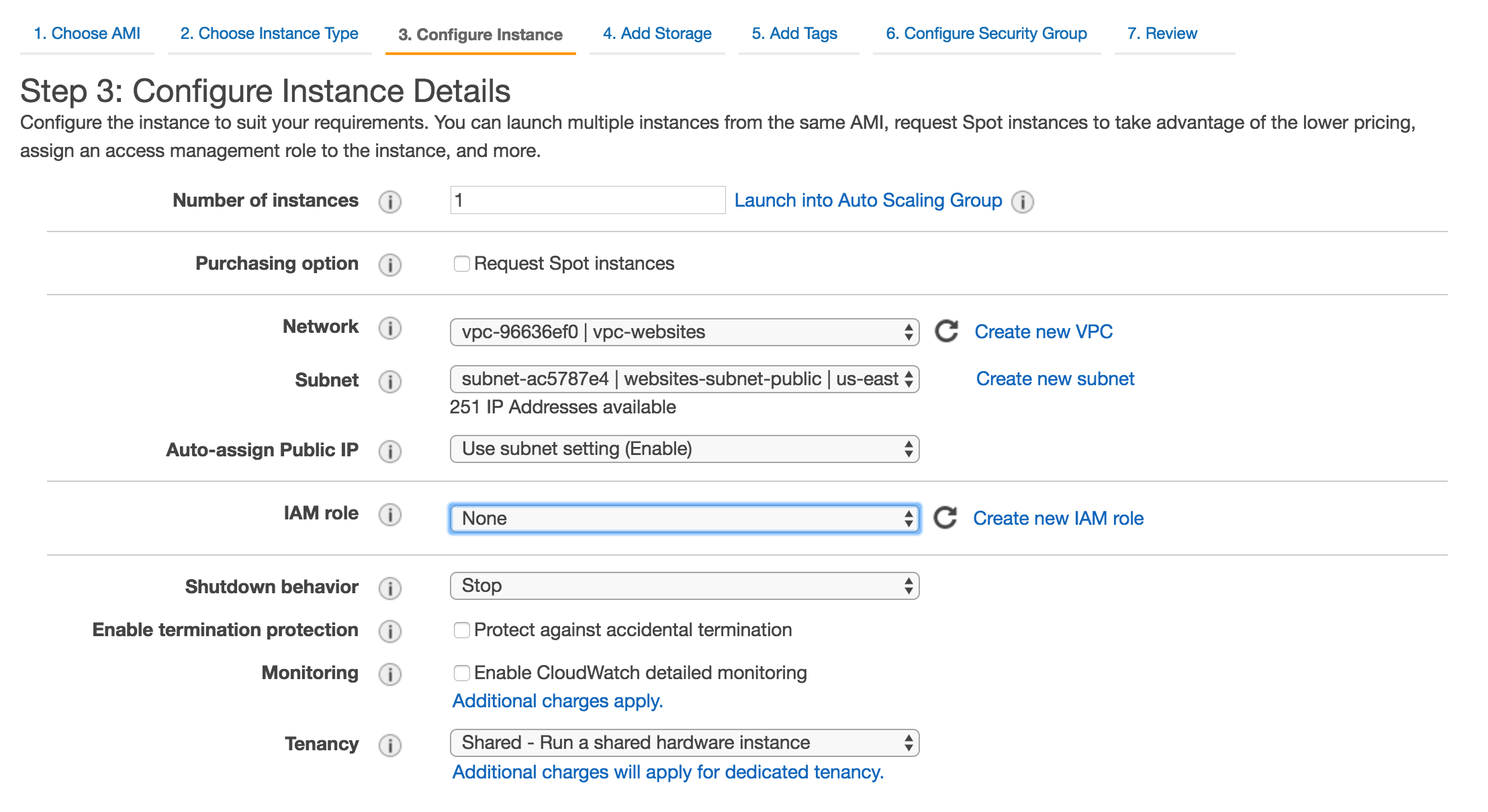 Configure Instance Details