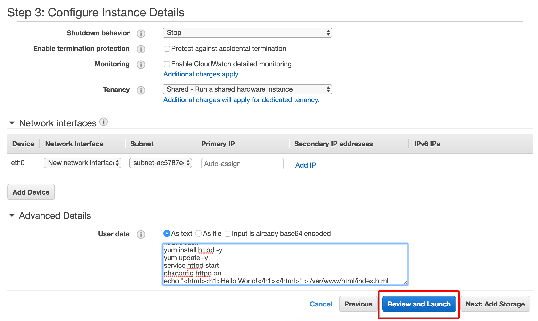 Modify Advanced Details