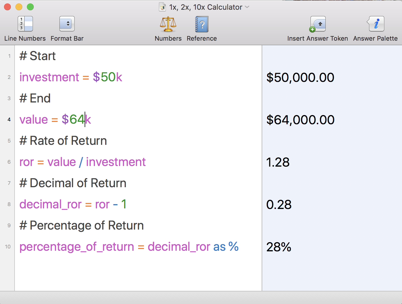 What does 2222x, 22x, and 22220x mean as percentages?