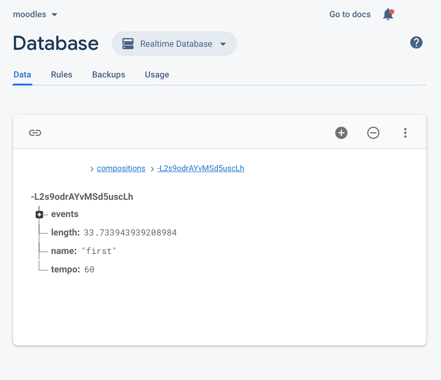 MusicJSON within Firebase Real-Time Database