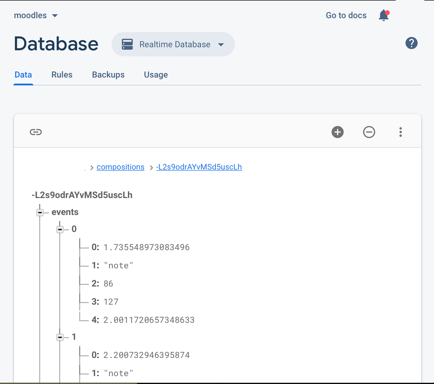 Nested MusicJSON within Firebase Real-Time Database
