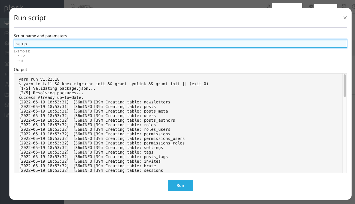 plesk-run-yarn-setup