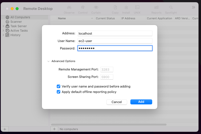 Start Apple Remote Desktop on Mac EC2 on AWS