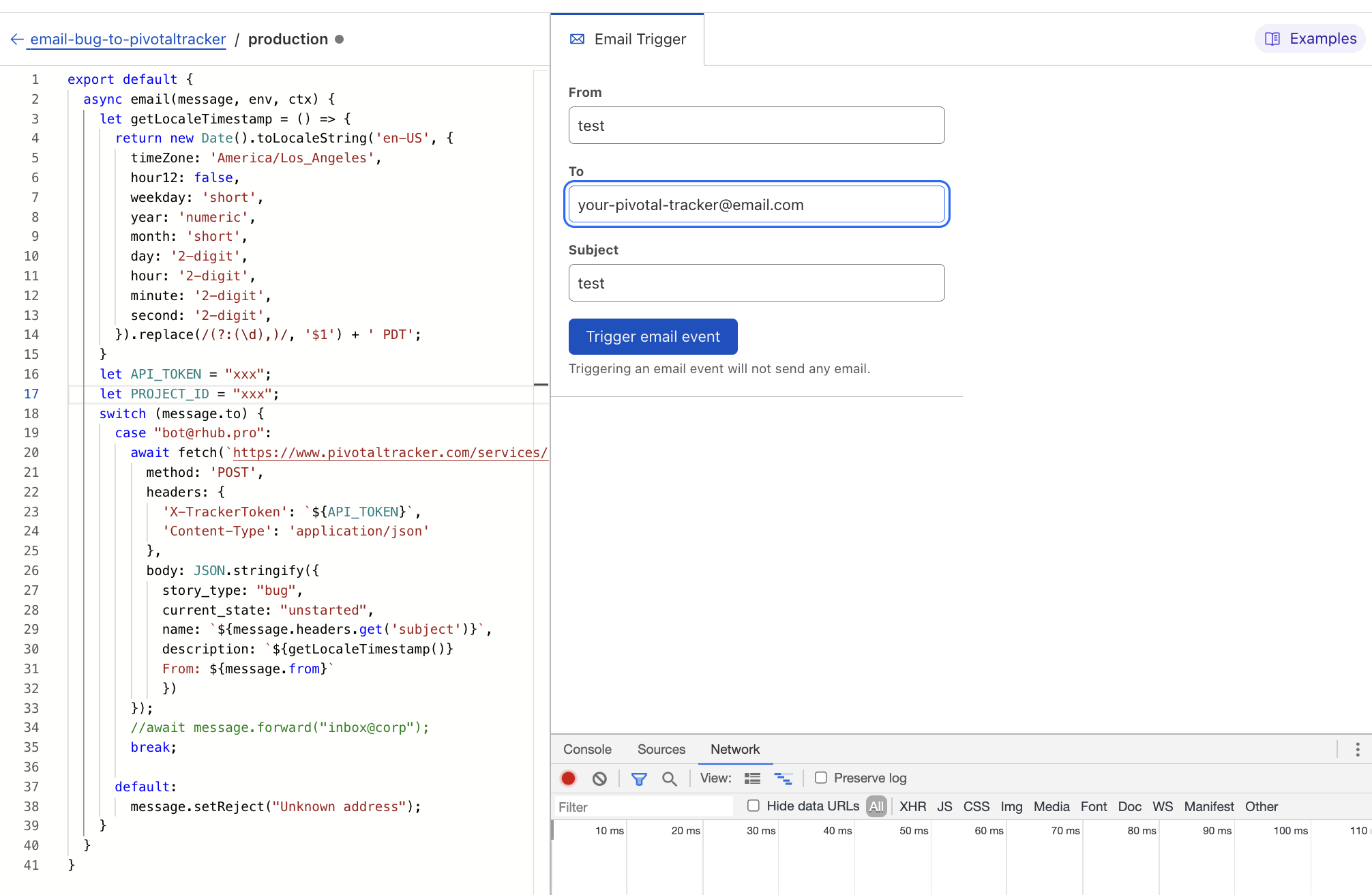 Publish a Bug Task to Pivotal Tracker via email using Cloudflare email workers